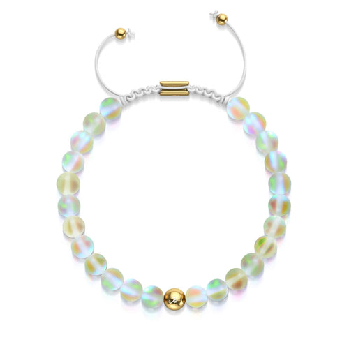 Canary | Gold | Mermaid Glass Macrame Bead Bracelet